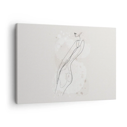 Tablou pe pânză Canvas - O schiță subtilă de siluetă într-un stil minimalist - 70x50cm - Să rătăcești cu privirea - Decorațiune modernă pentru perete pentru living și dormitor ARTTOR