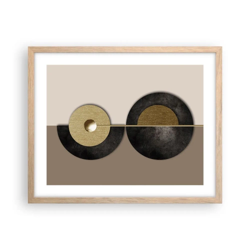 Poster în ramă de stejar deschis - Variații în jurul unui cerc - 50x40 cm