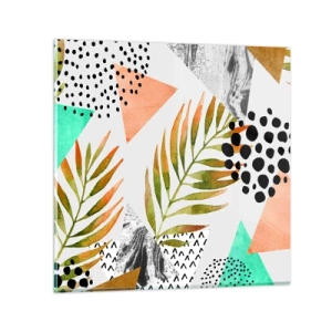 Tablou pe sticlă - Decorațiuni cu frunze de palmier - 40x40 cm