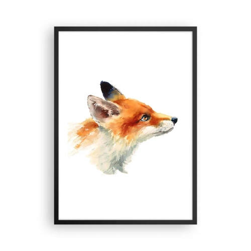 Poster în ramă neagră - Portret în acuarelă al unei vulpi roșii - 50x70cm - Nu poți fi niciodată prea atent - Decorațiune modernă pentru perete pentru living și dormitor ARTTOR