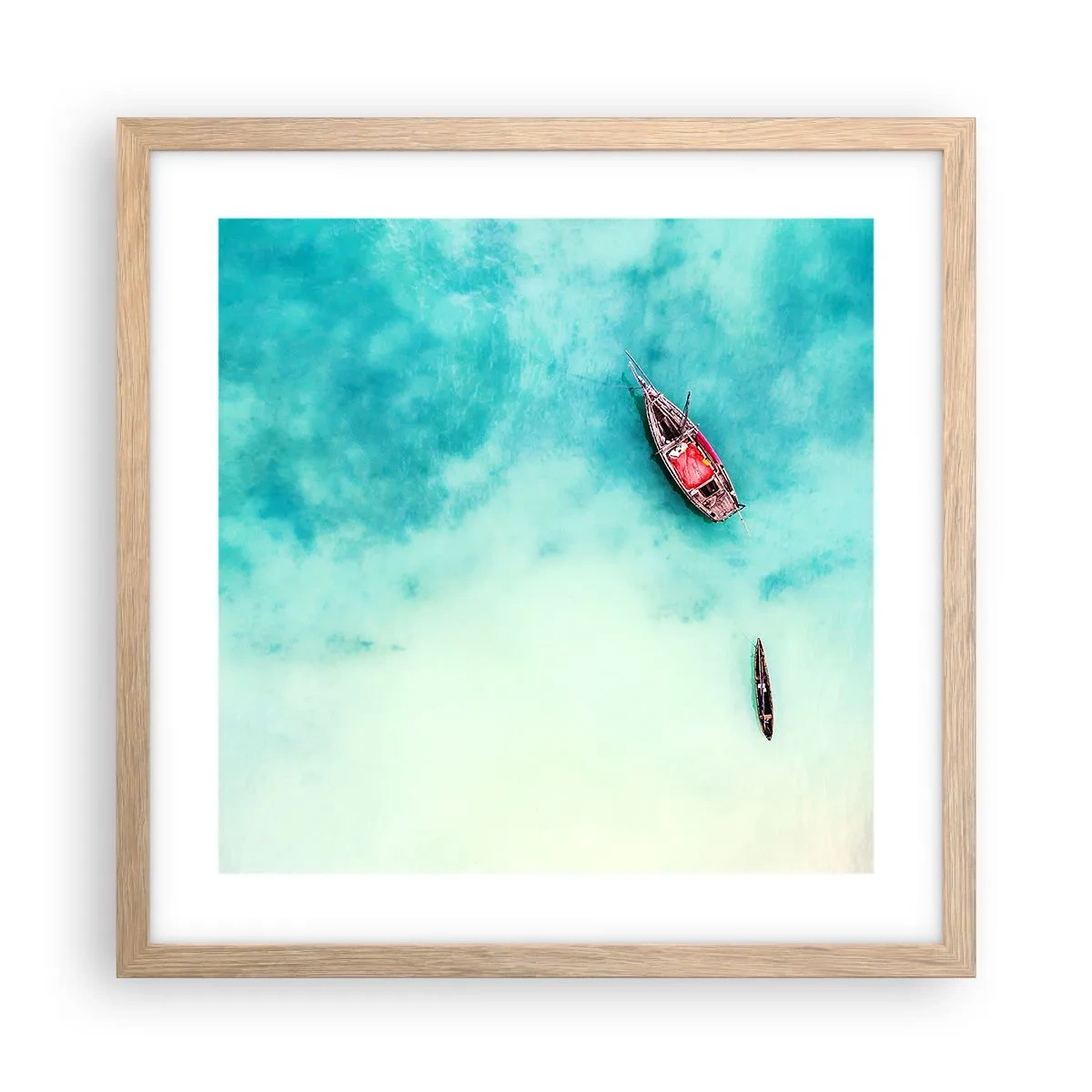 Poster în ramă de stejar deschis - Pe plajele din Zanzibar, când apele în exces... - 40x40 cm