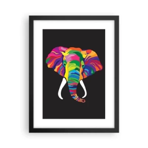 Poster în ramă neagră - Elefantul căruia îi plăcea să se scalde în curcubeu - 30x40 cm