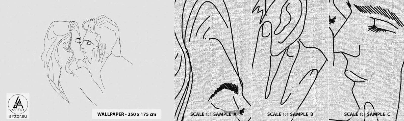 Mostră tapet Premium Canvas - Cu aceeași linie - Grafică, Cuplu îndrăgostit, Pup - 100x30 cm