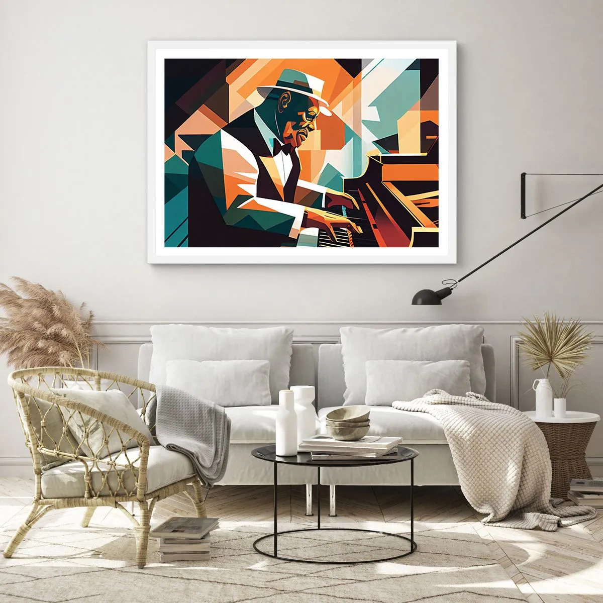 Poster în ramă albă - Numai jazz - 100x70 cm