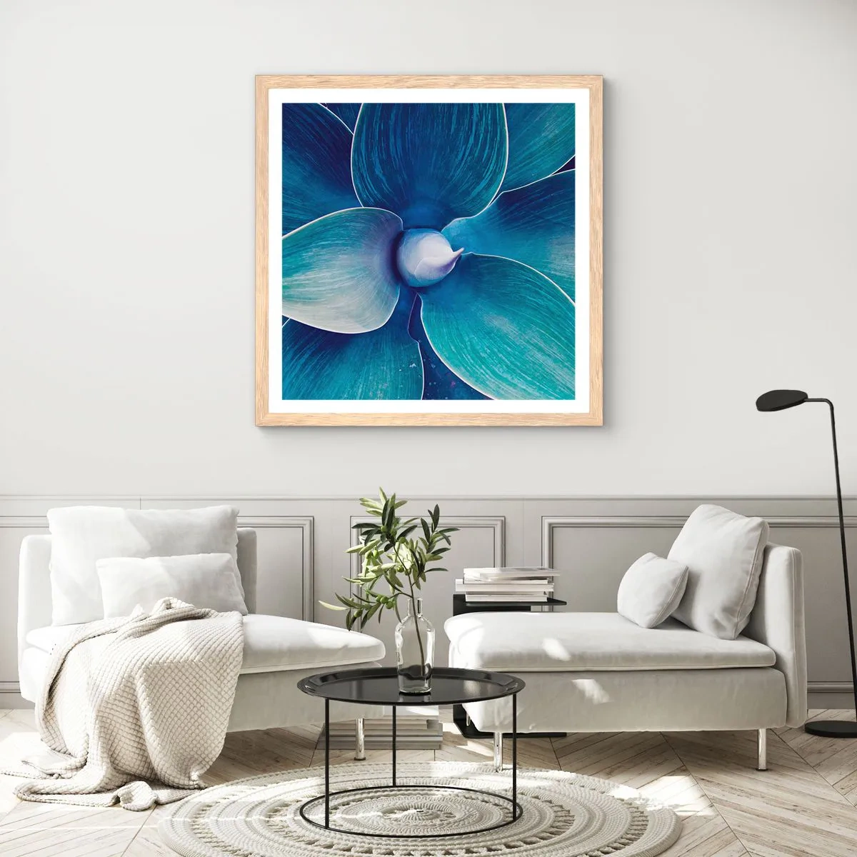 Poster în ramă de stejar deschis - A furat albastrul de la cer - 60x60 cm