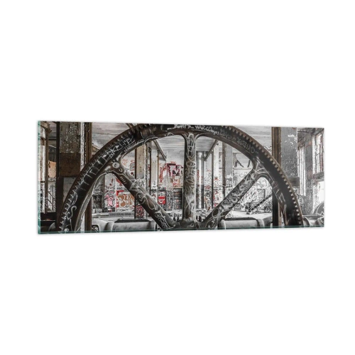 Tablou pe sticlă - Viața secretă a unei fabrici - 90x30 cm