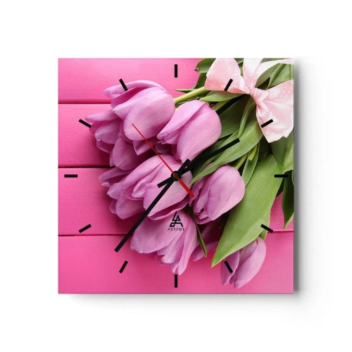 Ceas de perete - Ceas pe sticlă - Doar pentru tine - 30x30 cm