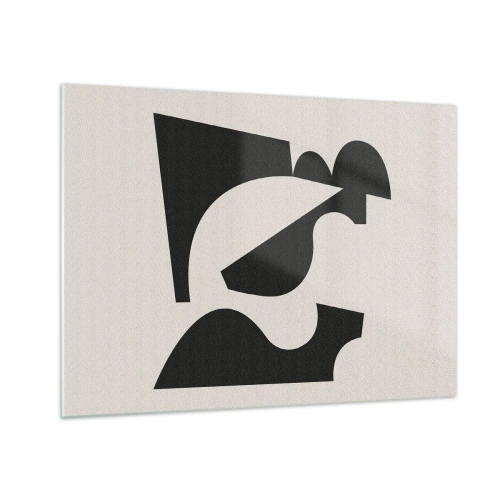 Tablou pe sticlă - Compoziție geometrică abstractă alb-negru - 70x50cm - Pentru autoasamblare - Decorațiune modernă pentru perete pentru living și dormitor ARTTOR