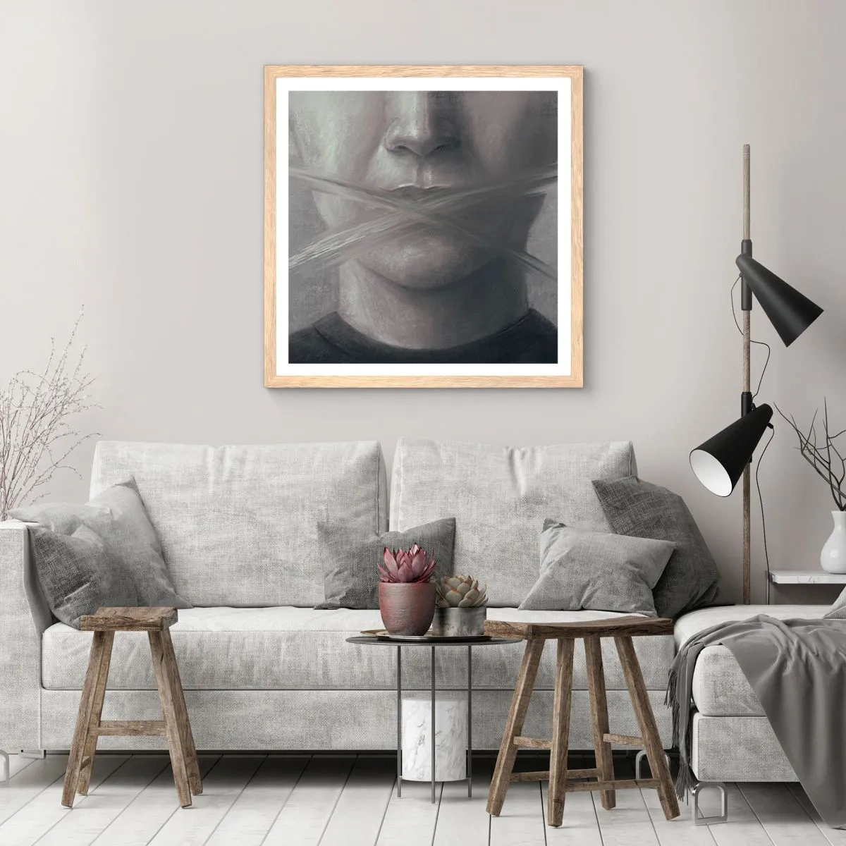 Poster în ramă de stejar deschis - Nici un cuvânt - 30x30 cm