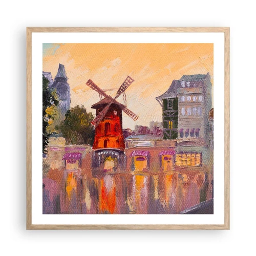 Poster în ramă de stejar deschis - Icoane pariziene - Moulin Rouge - 60x60 cm