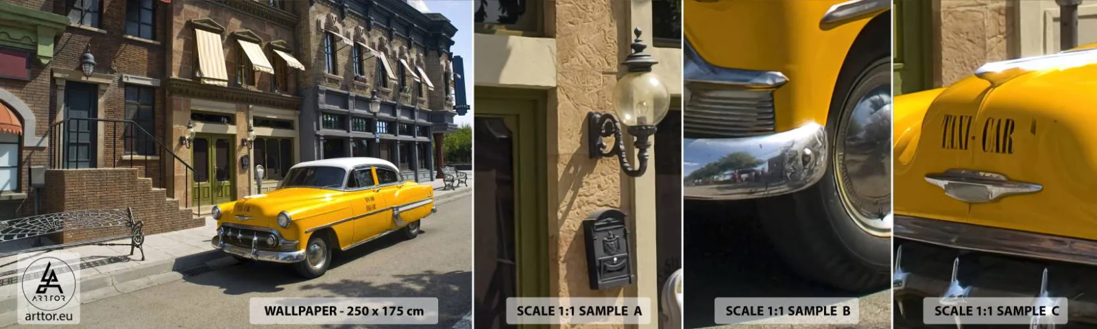 Mostră de Tapet Standard Eco - A fost odată ca niciodată în America - Oraș, Taxi, New York - 100x30 cm