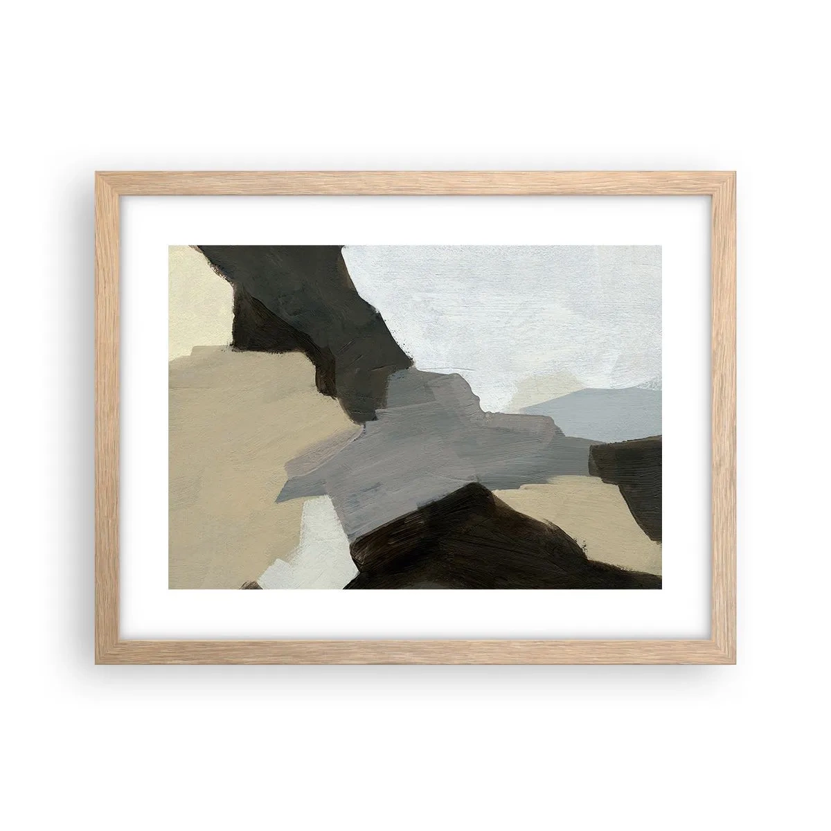 Poster în ramă de stejar deschis - Abstracție: despărțirile griului - 40x30 cm