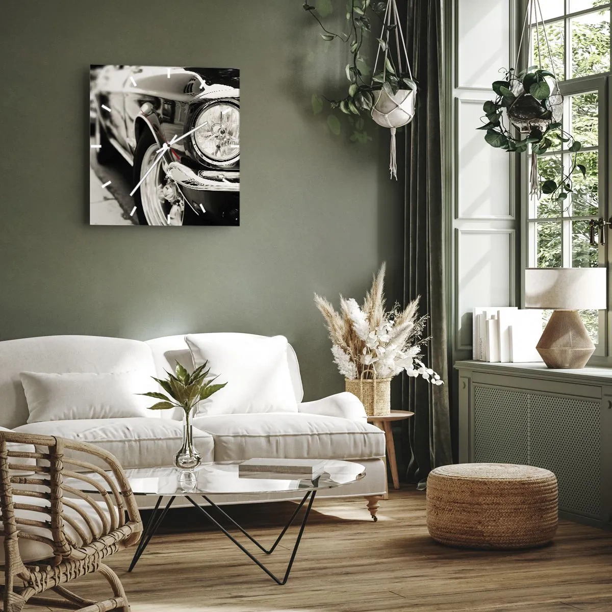 Ceas de perete - Ceas pe sticlă - Strălucire durabilă - 40x40 cm