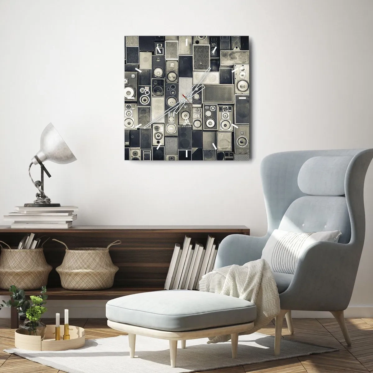 Ceas de perete - Ceas pe sticlă - Și totul este în regulă - 30x30 cm