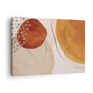Tablou pe pânză Canvas - Forme abstracte în nuanțe calde de maro și auriu - 70x50cm - Rotunjime și mișcare - Decorațiune modernă pentru perete pentru living și dormitor ARTTOR