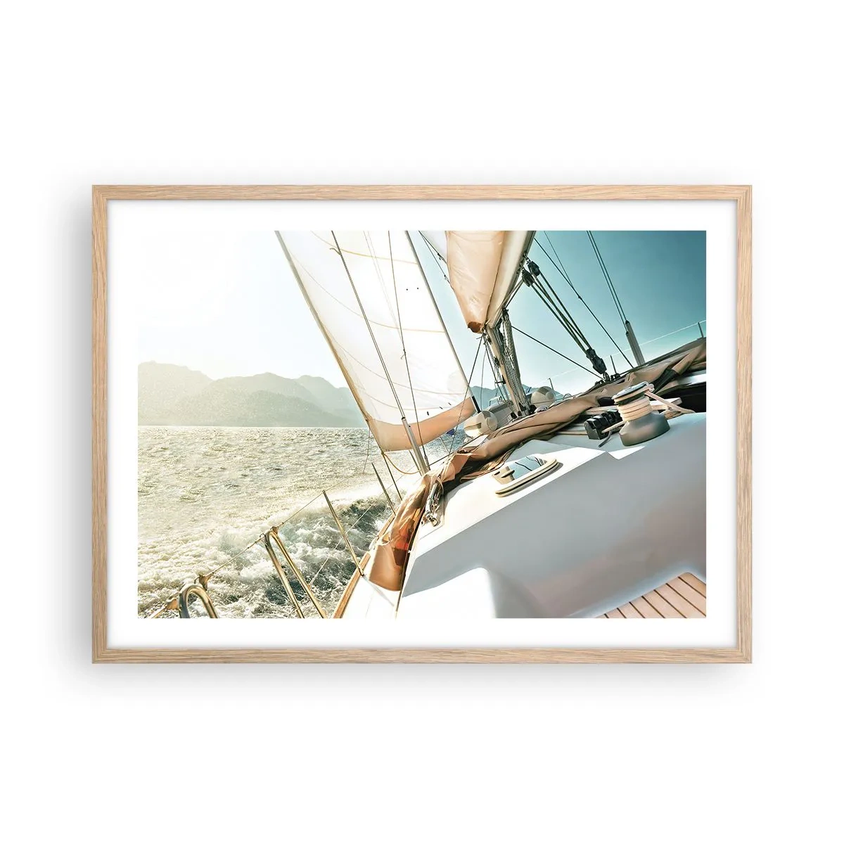 Poster în ramă de stejar deschis - Pânzele umflate de vânt - 70x50 cm