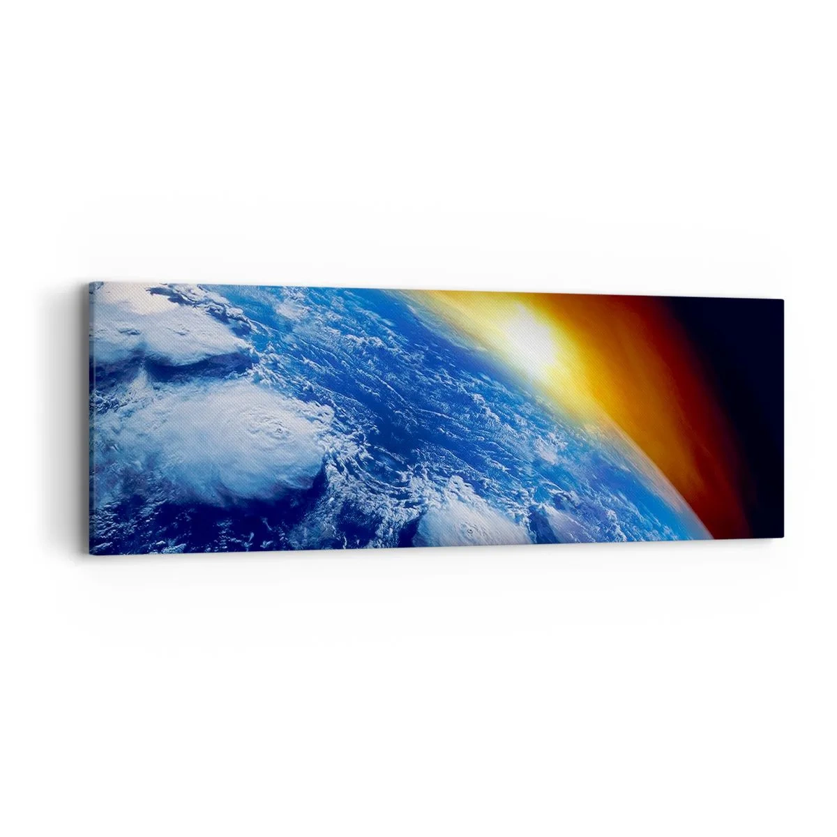 Tablou pe pânză - Răsărit de soare deasupra planetei albastre - 90x30 cm