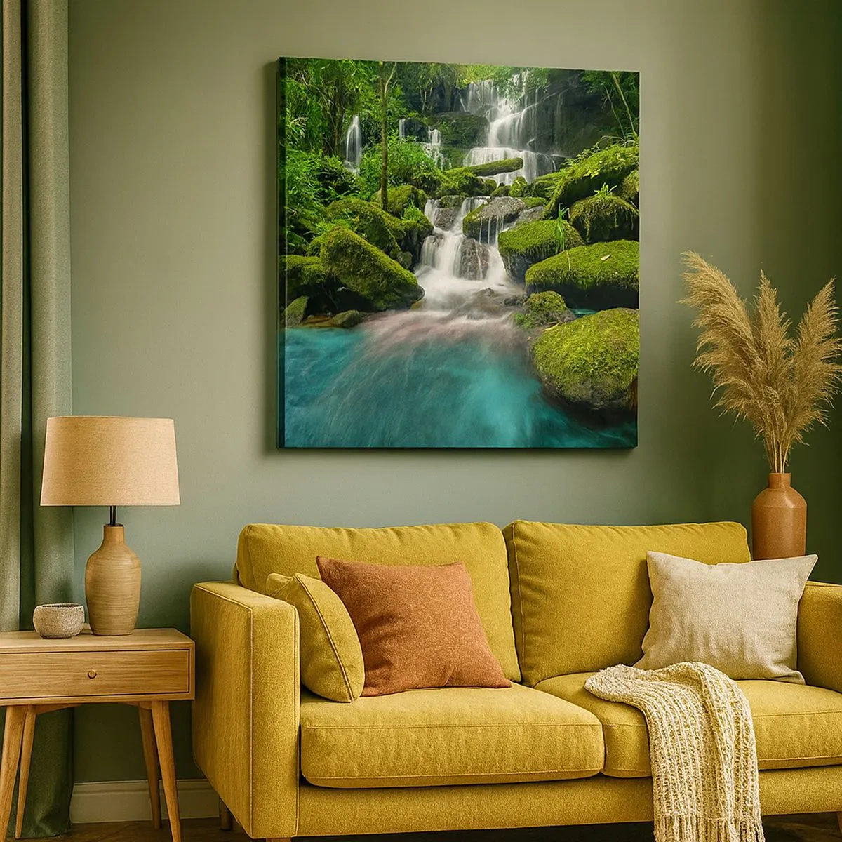 Tablou pe pânză - Turcoaz, safir și argint lichid - 30x30 cm