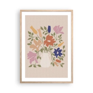 Poster în ramă de stejar deschis - Buchet delicat - 50x70 cm