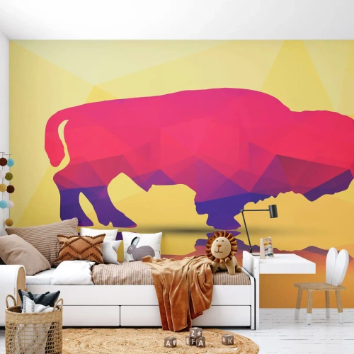 Tapet Standard Eco - Puterea amarantului de zimbru - Animale, Wisent, Figura geometrică - 250x175 cm