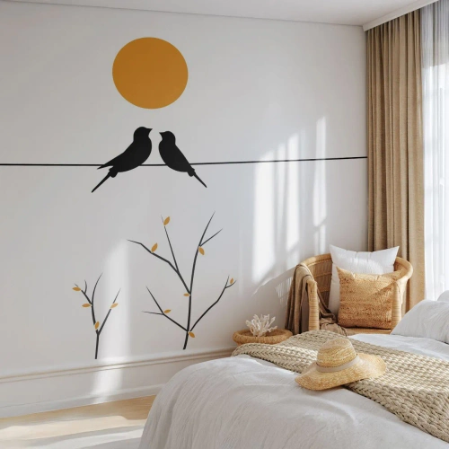 Tapet Autoadeziv Deluxe Sticker - Seară cu privighetori - Abstracția, Păsări, Grafică - 300x210 cm