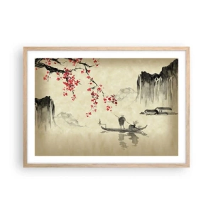 Poster în ramă de stejar deschis - În țara florilor de cireș - 70x50 cm