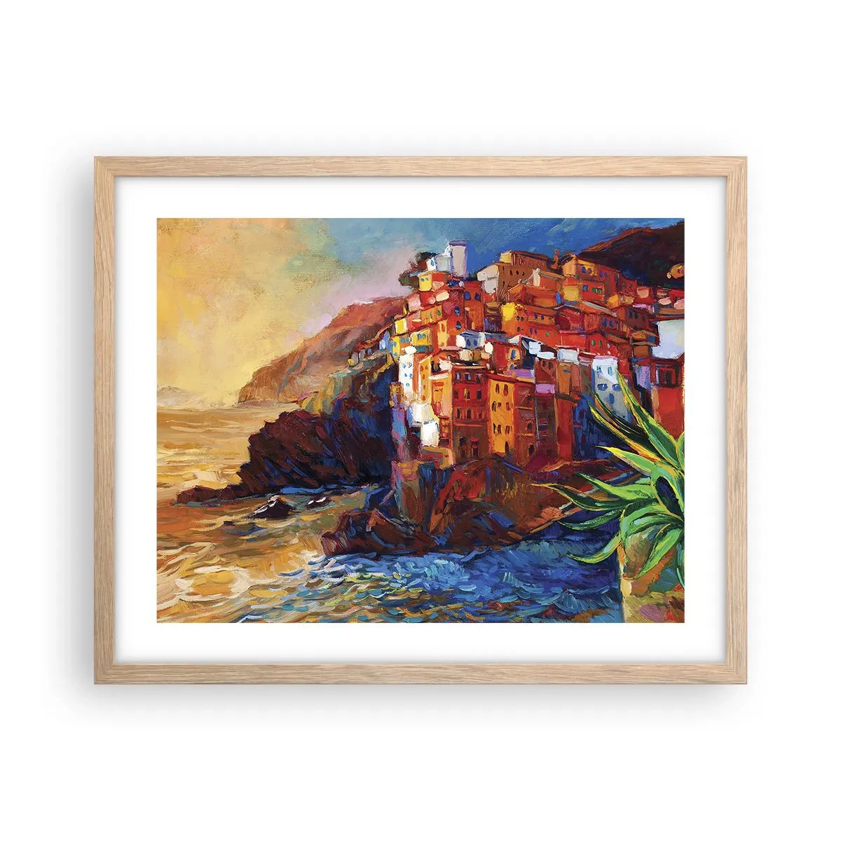 Poster în ramă de stejar deschis - Oraș italian de vis - 50x40 cm
