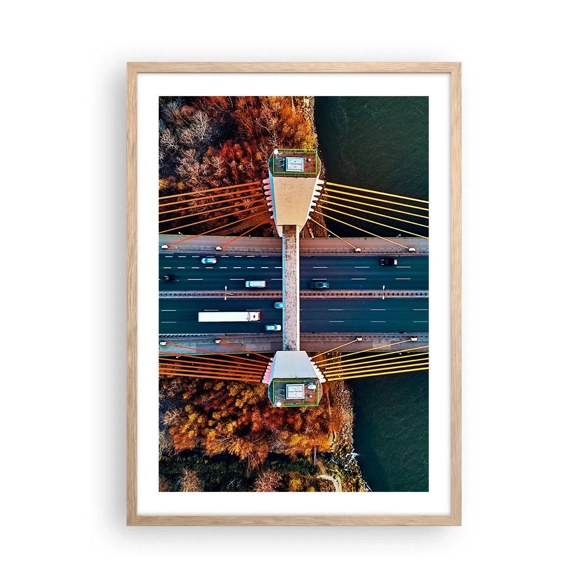 Poster în ramă de stejar deschis - Din pădure spre apă - 50x70 cm