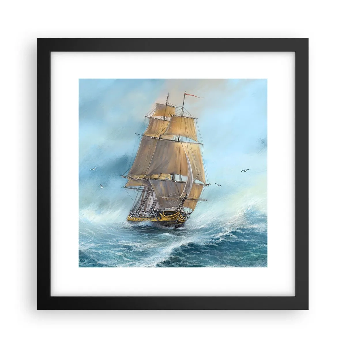 Poster în ramă neagră - Rulează pe valuri - 30x30 cm