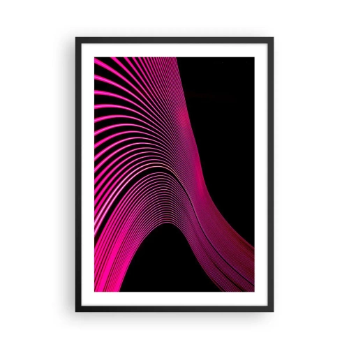 Poster în ramă neagră - Linii roz dinamice pe fundal negru - 50x70cm - Bulevardul de lumină - Decorațiune modernă pentru perete pentru living și dormitor ARTTOR