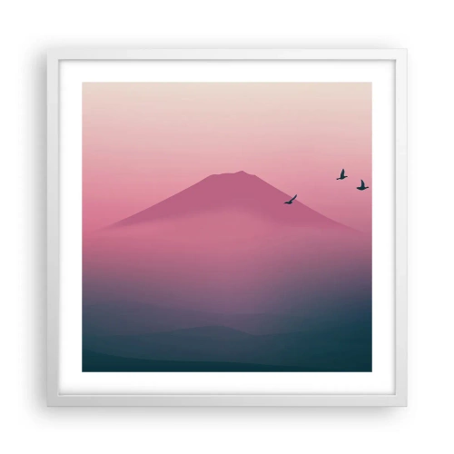 Poster în ramă albă - Călători deasupra norilor - 50x50 cm