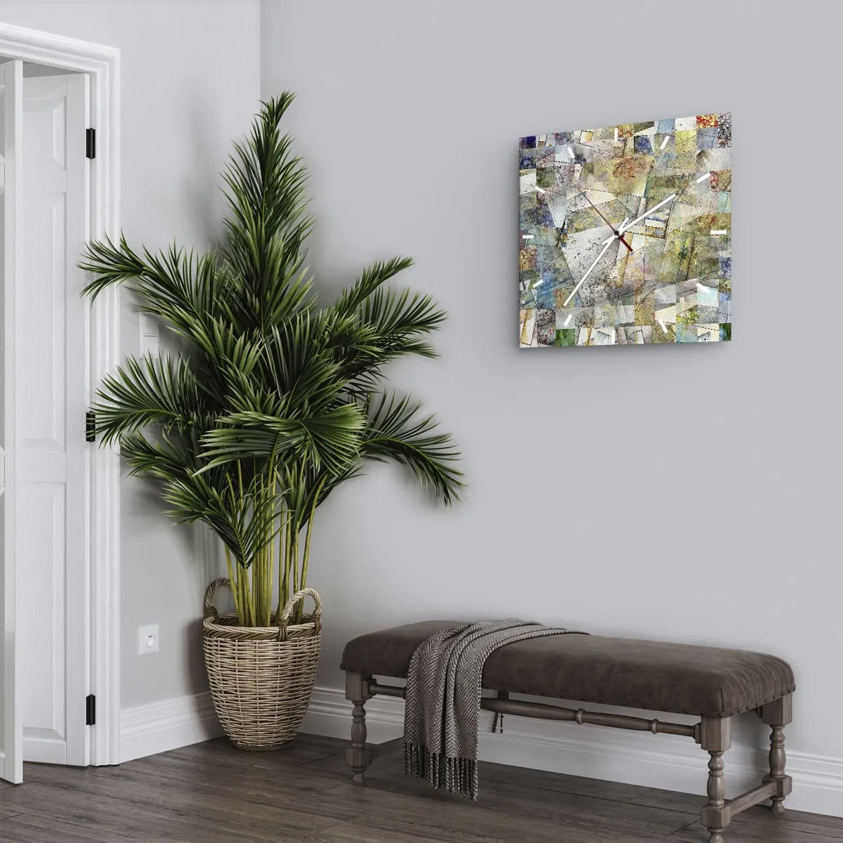 Ceas de perete - Ceas pe sticlă - Remaniere geometrică - 30x30 cm