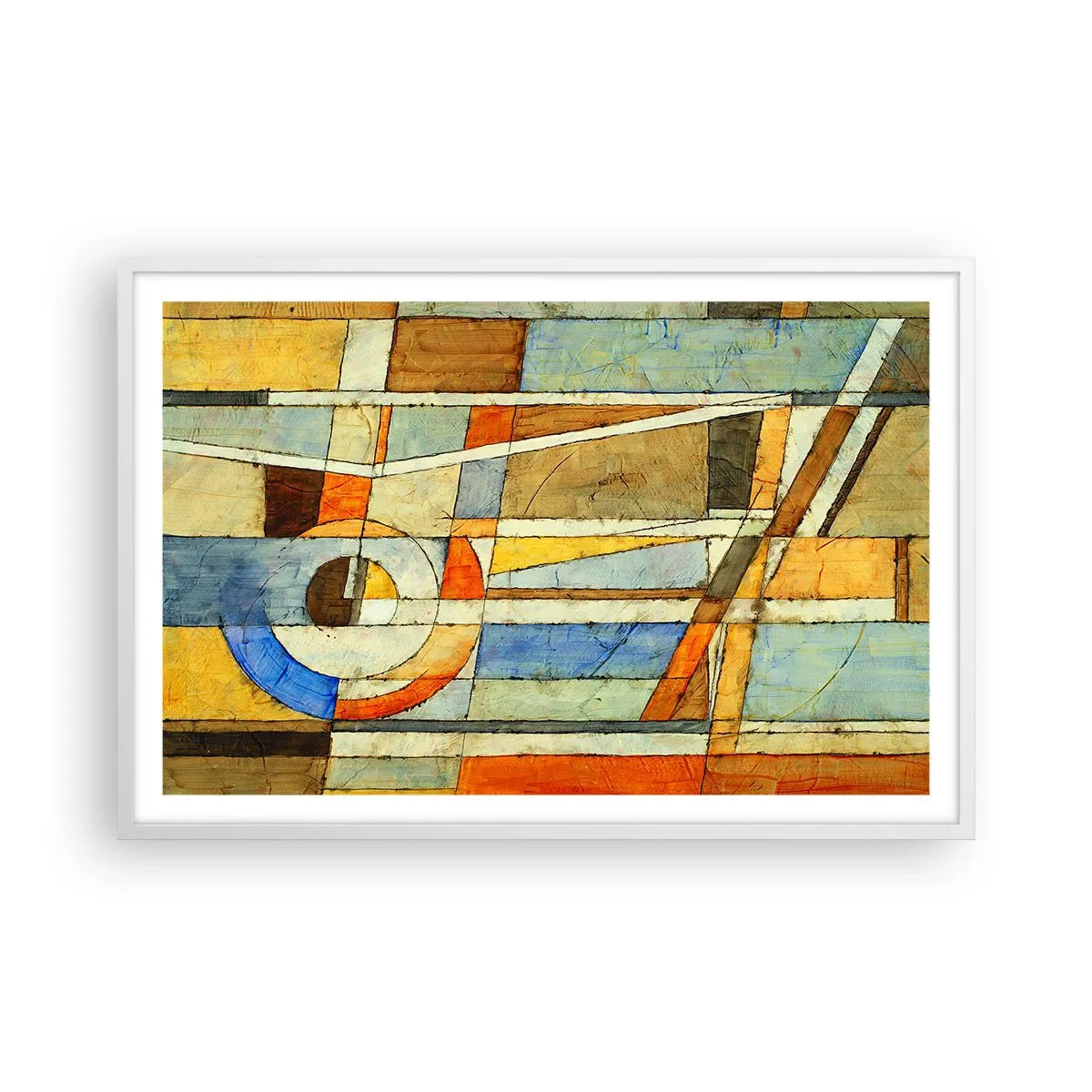 Poster în ramă albă - Cubismul în construcție - 91x61 cm