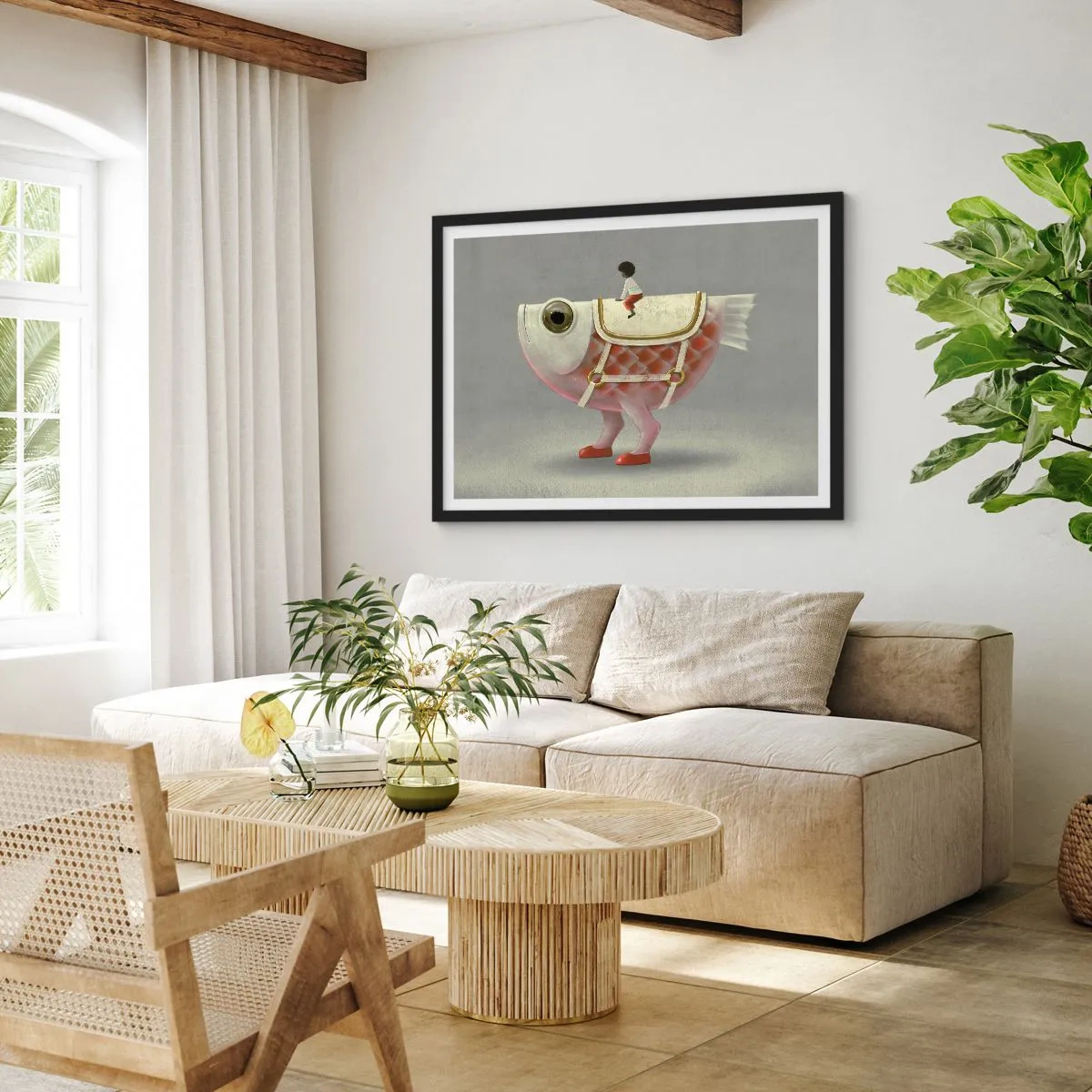 Poster în ramă neagră - Călărețul Pescărel - 91x61 cm