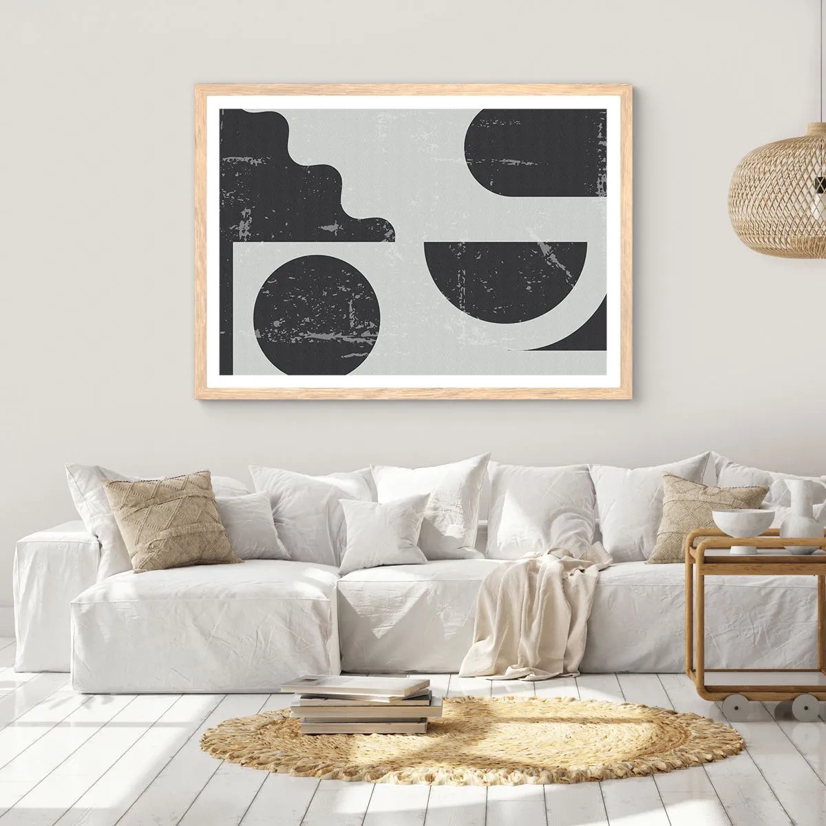 Poster în ramă de stejar deschis - Compoziție deasupra și dedesubt - 70x50 cm