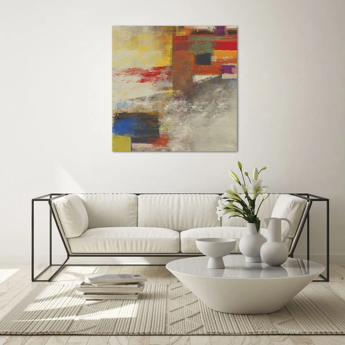 Tablou pe sticlă - Geometria culorilor - 30x30 cm
