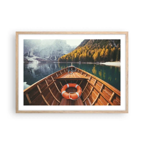 Poster în ramă de stejar deschis - Excursie pe munte - 70x50 cm