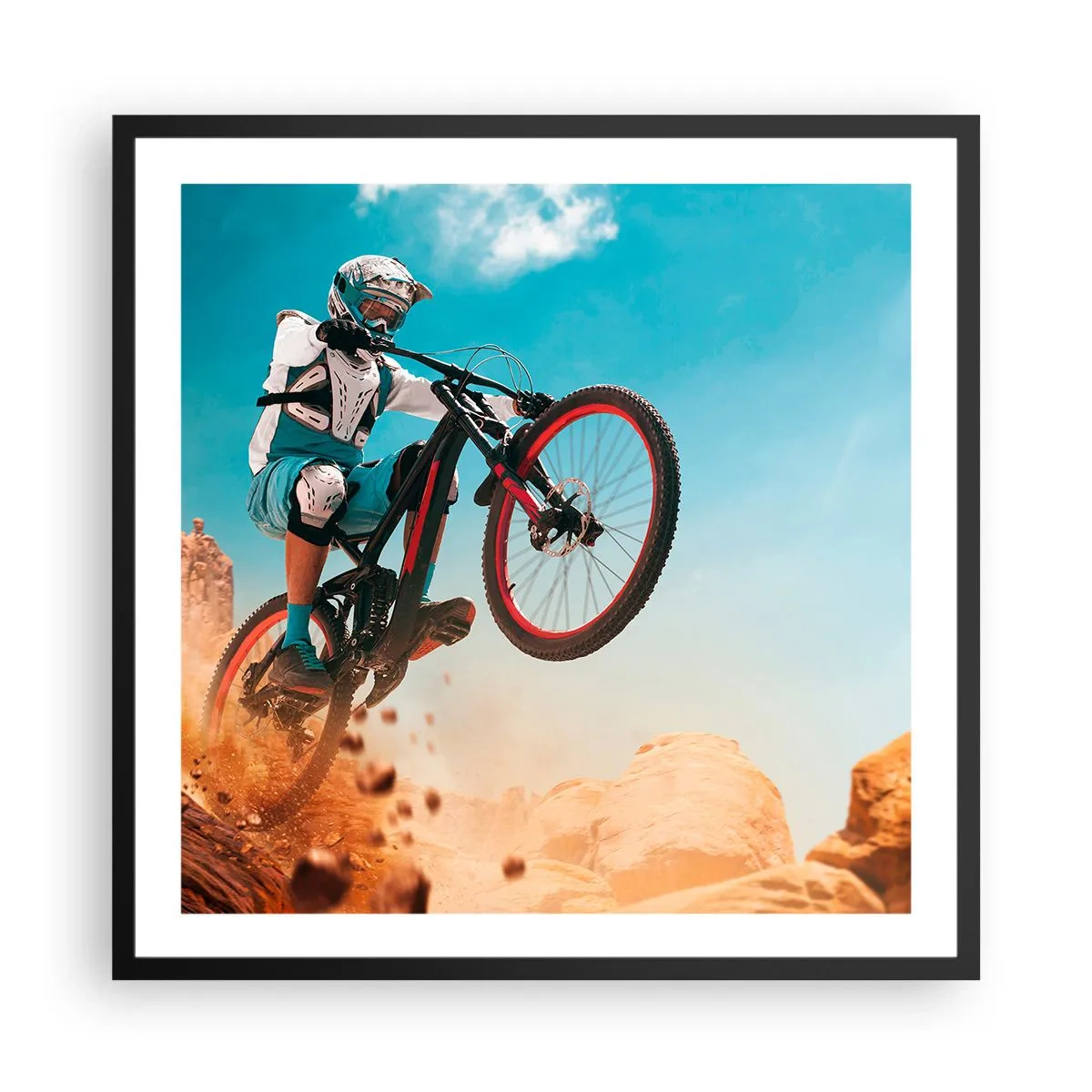 Poster în ramă neagră - Nebunia demonului bicicletei - 60x60 cm