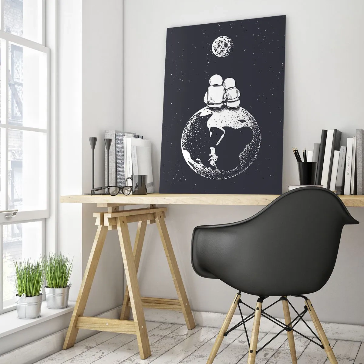 Tablou pe sticlă - Poveste cosmică de dragoste - 50x70 cm