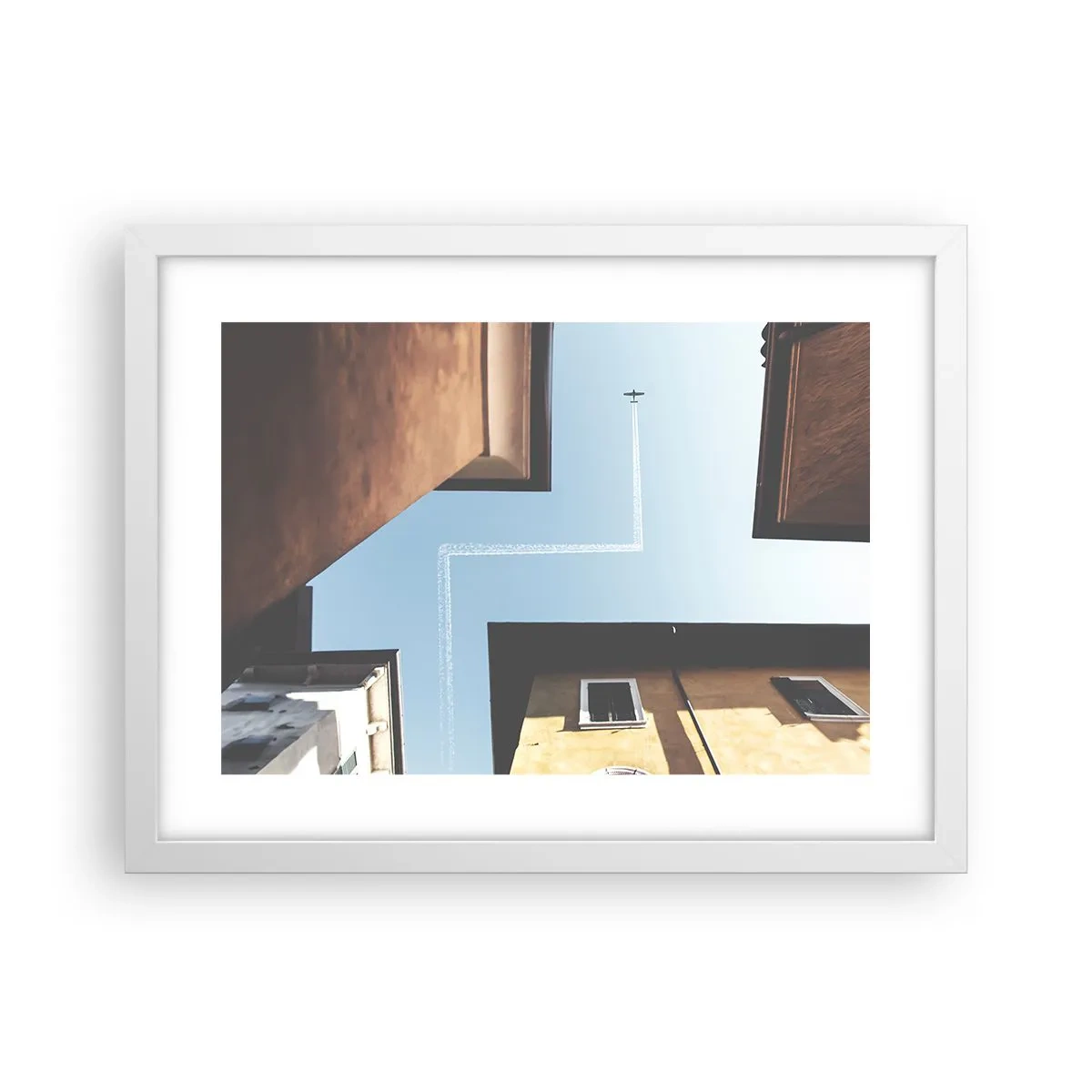 Poster în ramă albă - Deasupra labirintului urban - 40x30 cm