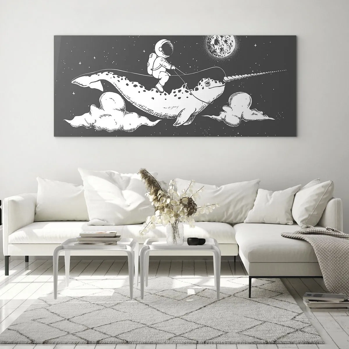 Tablou pe sticlă - Cavalerul Spațial - 100x40 cm