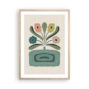 Poster în ramă de stejar deschis - Buchet simetric - 50x70 cm