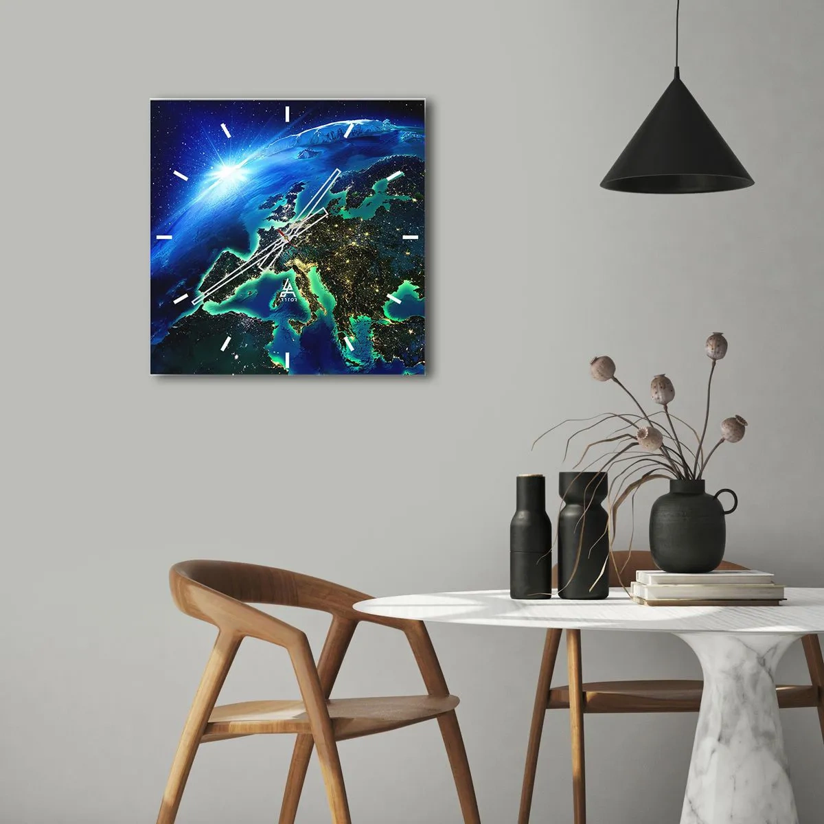 Ceas de perete - Ceas pe sticlă - O Europă scânteietoare - 40x40 cm