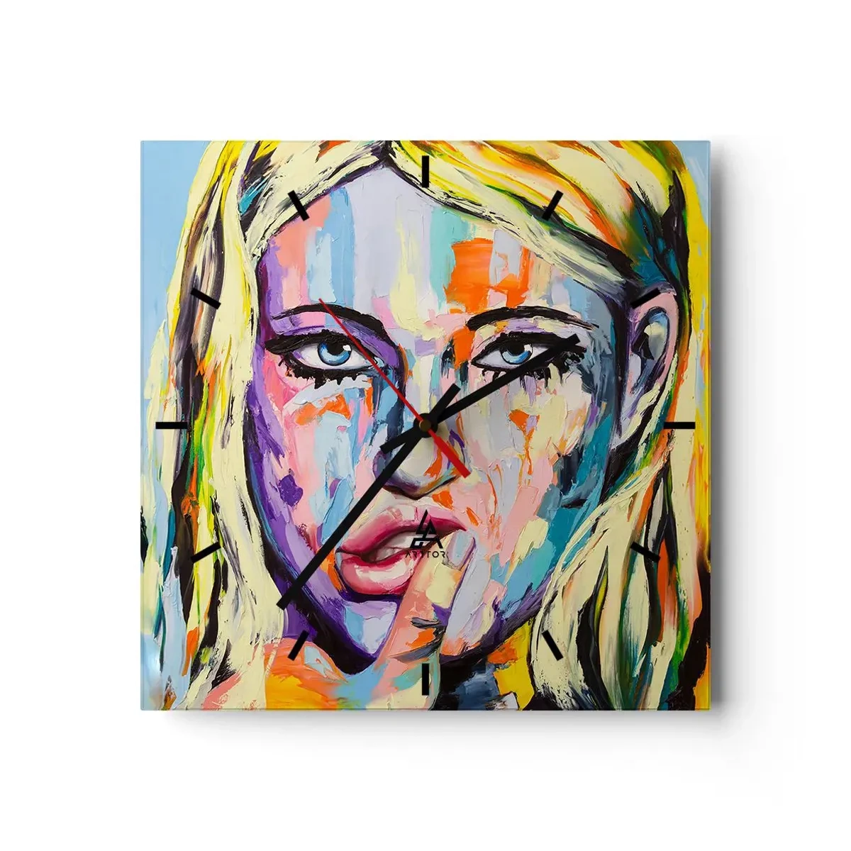 Ceas de perete - Ceas pe sticlă - Privește-o drept în ochi - 30x30 cm