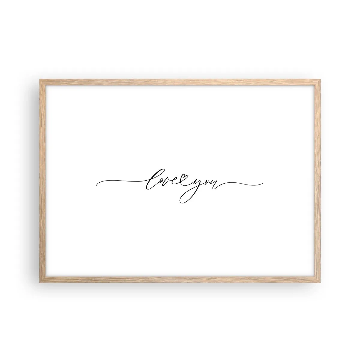 Poster în ramă de stejar deschis - Negru pe alb - 70x50 cm