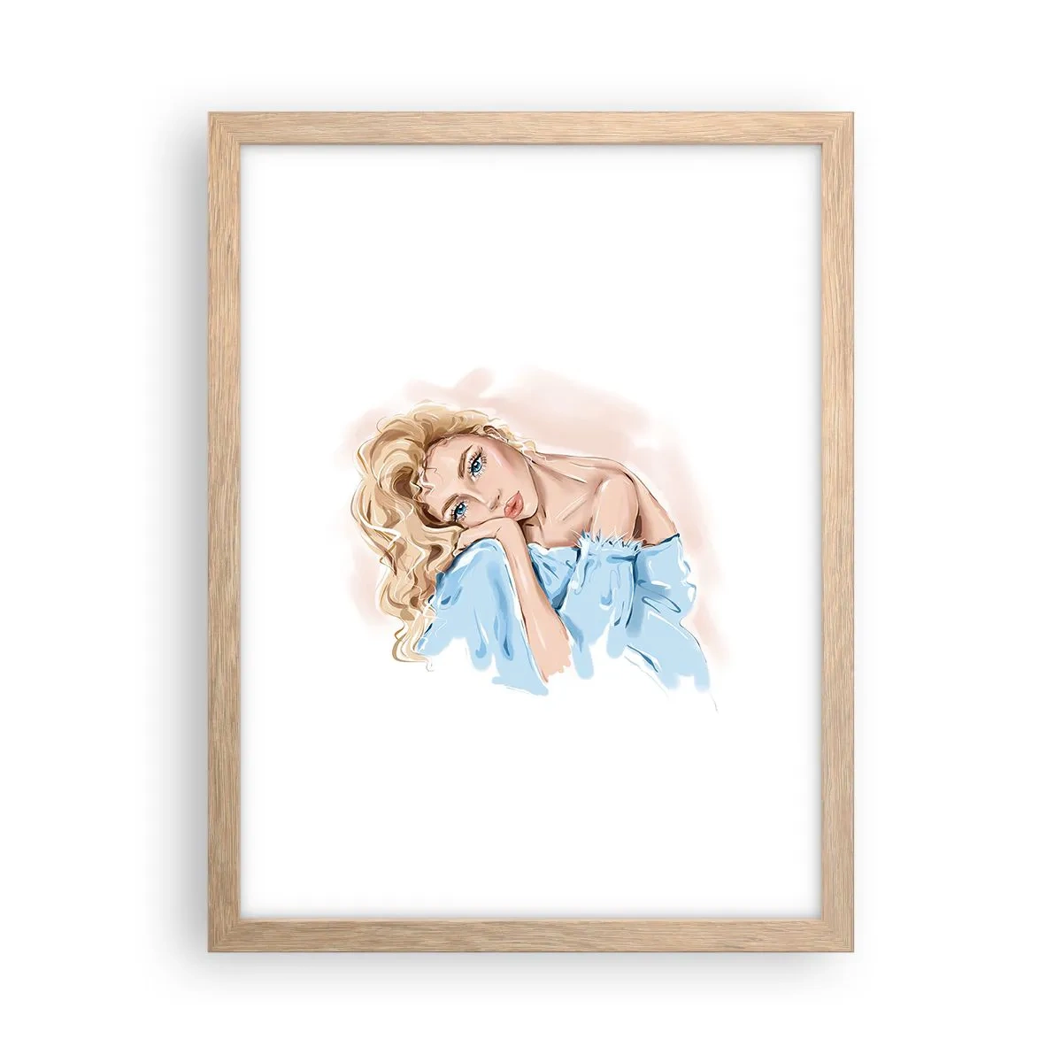Poster în ramă de stejar deschis - Scufundată în vis albastru - 30x40 cm