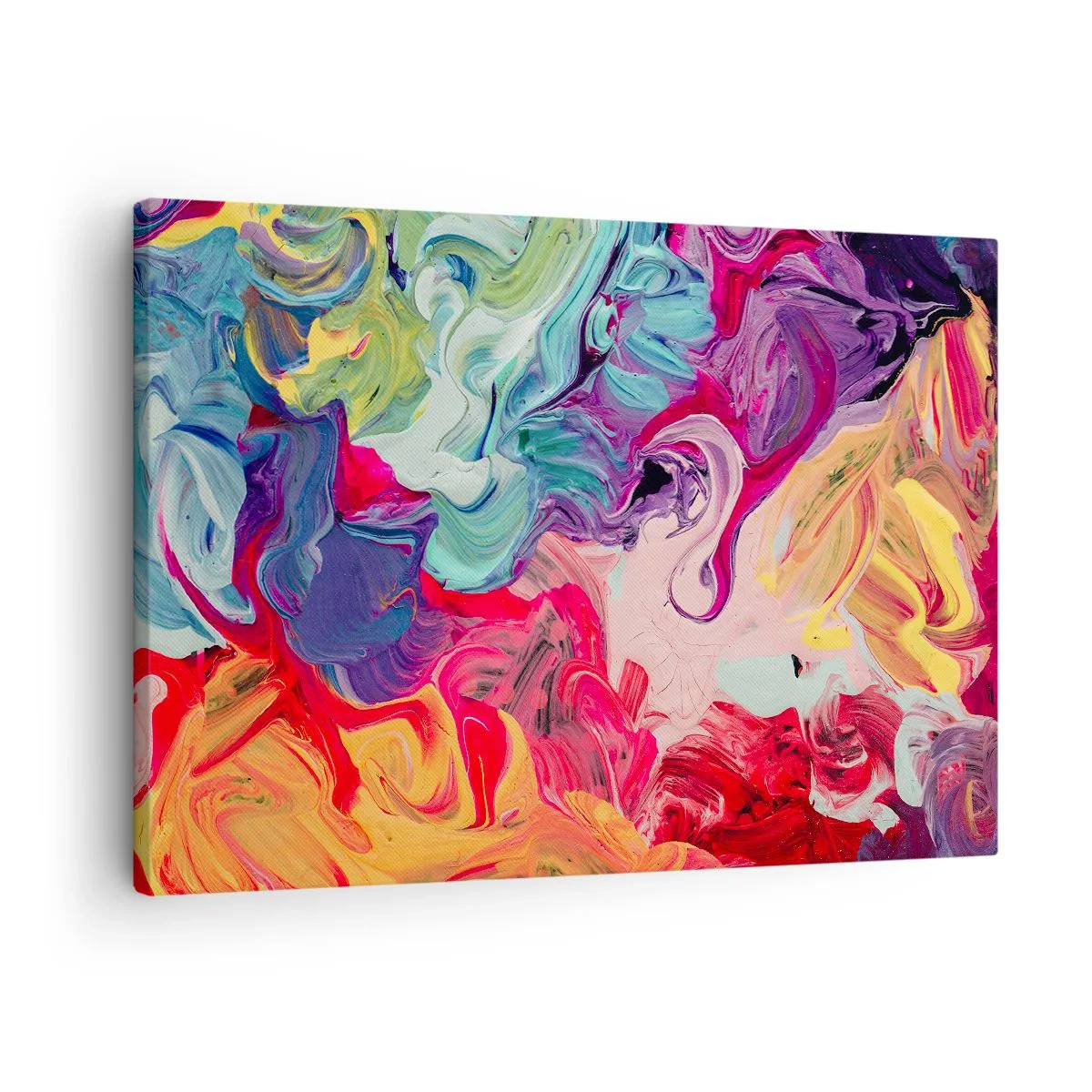 Tablou pe pânză Canvas - O compoziție abstractă cu culori vibrante, învolburate și o structură dinamică. - 70x50cm - Nașterea culorii - Decorațiune modernă pentru perete pentru living și dormitor ARTTOR