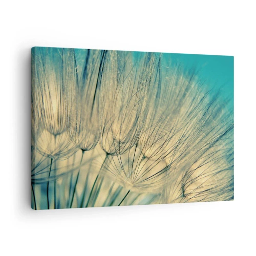 Tablou pe pânză Canvas - Fotografie macro a păpădiilor în lumina zilei - 70x50cm - Așteptând vântul - Decorațiune modernă pentru perete pentru living și dormitor ARTTOR