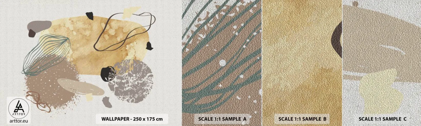 Mostră tapet Premium Sand - Fluiditatea aplicată - Abstracția, Bucată, Minimalism - 100x30 cm