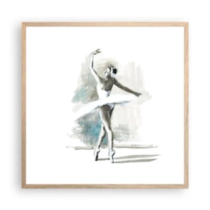 Poster în ramă de stejar deschis - Fermecată într-o lebădă - 60x60 cm